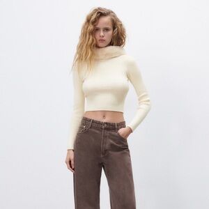 ZARA FAUX FUR HOODED KNIT SWEATER